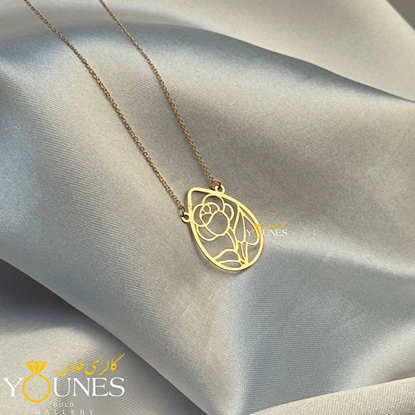 گردنبند گل رز اشکی طلا